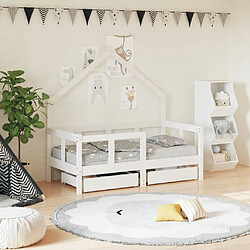 Maison Chic Lit d'Enfant Chambre - Cadre de lit pour enfant tiroirs blanc 70x140 cm bois de pin massif -MN12654