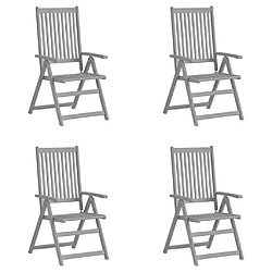 Maison Chic Lot de 4 Chaises inclinables de jardin Gris Bois solide d'acacia -GKD16735