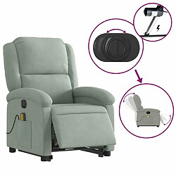 Maison Chic Fauteuil Relax pour salon, Fauteuil inclinable de massage électrique gris clair velours -GKD54207 pas cher