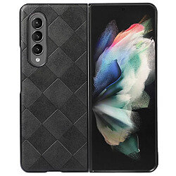 Coque en TPU + PU texture la grille noir pour votre Samsung Galaxy Z Fold3 5G