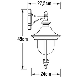 Avis Lumière Lanterne d'extérieur classique vers le bas noir + acier inoxydable, IP43