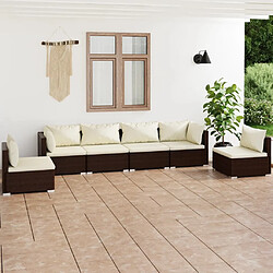 vidaXL Salon de jardin 6 pcs avec coussins Résine tressée Marron