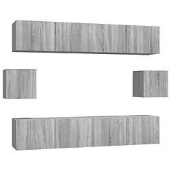 Maison Chic Ensemble de meubles TV 6 pcs | Banc TV Moderne pour salon | Meuble de Rangement - Sonoma gris Bois d'ingénierie -MN74791