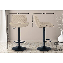 Decoshop26 Lot de 2 tabourets de bar réglable et pivotant assise en synthétique crème pieds métal noir TDB10604 pas cher