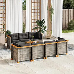 vidaXL Salon de jardin 8 pcs avec coussins gris résine tressée