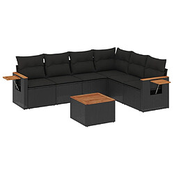 Maison Chic Salon de jardin 7 pcs avec coussins | Ensemble de Table et chaises | Mobilier d'Extérieur noir résine tressée -GKD95087