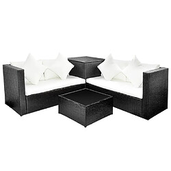 Maison Chic Salon de jardin 4 pcs + coussins - Mobilier/Meubles de jardin - Table et chaises d'extérieur Résine tressée Noir -MN65404