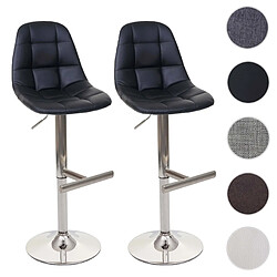 Mendler 2x tabouret de bar HWC-A67, chaise bar/comptoir ~ noir, similicuir