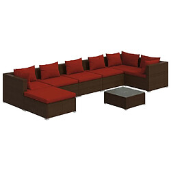 Maison Chic Salon de jardin 8 pcs + coussins - Mobilier/Meubles de jardin - Table et chaises d'extérieur résine tressée marron -MN92083