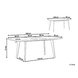 Avis Beliani Table à manger extensible effet marbre / blanc 160/200 x 90 cm MOSBY