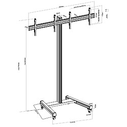 Acheter Kimex Support sur roulettes pour 2 écrans TV 50'' - 55'' - Hauteur 240cm