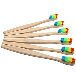 Avis Wewoo 2 PCS Oral Care Brosse à dents en bambou arc-en-ciel tête colorée