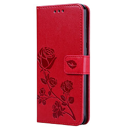 Wewoo Housse Coque Étui en cuir PU à rabat horizontal relief rose pour Huawei P Smart 2019avec support et fentes cartes et portefeuille rouge