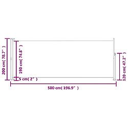 vidaXL Auvent latéral rétractable de patio 200x500 cm Noir pas cher