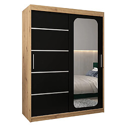 Abiks Meble Armoire PROMO V2 À Portes Coulissantes 200/150/62 2 Portes (Artisan/Noir)