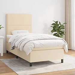 Maison Chic Structures de lit + matelas,Lit à sommier tapissier et matelas pour Chambre Crème 90x190 cm Tissu -MN20562