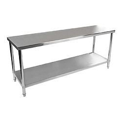 Helloshop26 Table de travail cuisine professionnel acier inoxydable 200 x 60 cm capacité de 195 kg 14_0003691