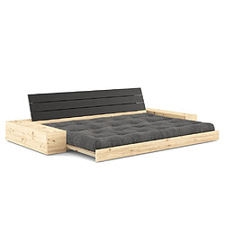 Avis Inside 75 Canapé lit futon BASE noir couchage 130cm dossiers noirs et accoudoirs coffres