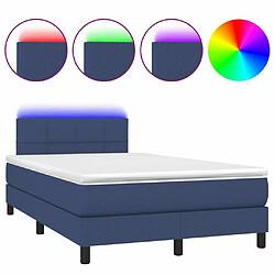 Maison Chic Lit adulte- Lit + matelas + LED,Sommier à lattes de lit matelas et LED bleu 120x190 cm tissu -GKD55004