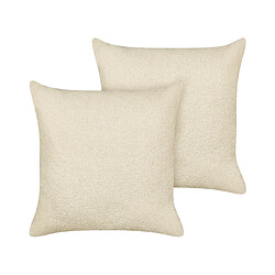 Beliani Lot de 2 coussins LEUZEA Bouclé 60 x 60 cm Unicolore Beige