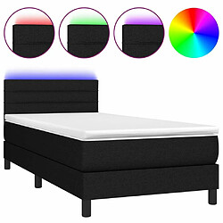 Sommier à lattes et LED,Cadre à lattes de lit avec matelas pour Adulte Noir 90x190cm Tissu -MN77075