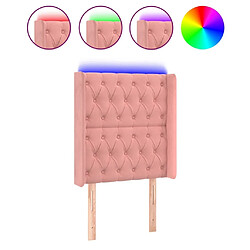 Maison Chic Tête de lit scandinave à LED,meuble de chambre Rose 83x16x118/128 cm Velours -MN22368