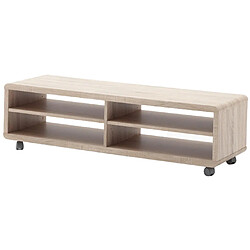 Pegane Meuble TV finition décor chêne - Longueur 120 x Hauteur 35 x Profondeur 39 cm