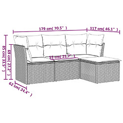 Avis Maison Chic Salon de jardin 4 pcs avec coussins | Ensemble de Table et chaises | Mobilier d'Extérieur gris résine tressée -GKD38122