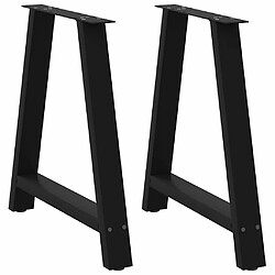 vidaXL Pieds de table basse forme de A 2 pcs noir 70x(72-73) cm acier