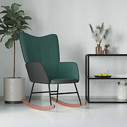 vidaXL Chaise à bascule Vert foncé Velours et PVC