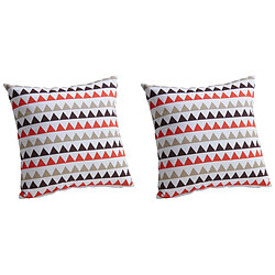 Aubry Gaspard Housse de coussin en coton (Lot de 2) Ligne triangle.