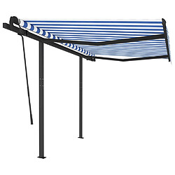 Maison Chic Store banne | Auvent rétractable de porte | Marquise Brise-soleil automatique et poteaux 3x2,5 m Bleu et blanc -GKD27174