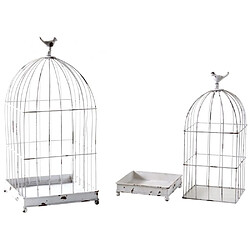 Aubry Gaspard Cages en métal laqué blanc vieilli (Lot de 2).