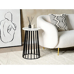 Beliani Table d'appoint en marbre blanc et noir TAREE