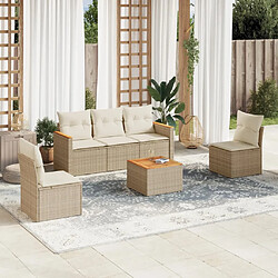 vidaXL Salon de jardin avec coussins 6 pcs beige résine tressée