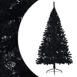 vidaXL Demi sapin de Noël artificiel avec support Noir 180 cm PVC