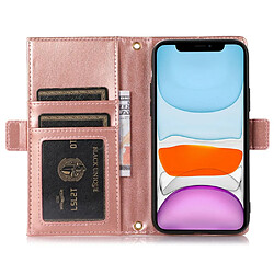 Etui en PU texture litchi avec support, pochette à fermeture éclair et sangle pour votre iPhone 11 6.1 pouces - violet clair