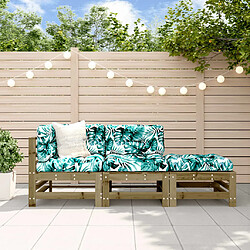 vidaXL Salon de jardin 3 pcs avec coussins bois de pin imprégné