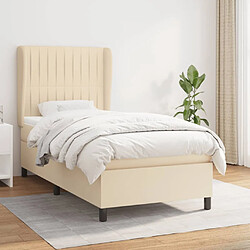 vidaXL Sommier à lattes de lit avec matelas Crème 90x200 cm Tissu