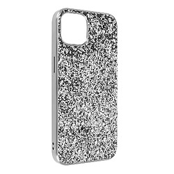 Avizar Coque iPhone 13 Mini Design Paillettes Rigide Finition Relief Argenté