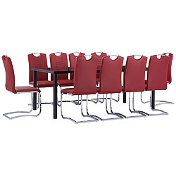 vidaXL Ensemble de salle à manger 11 pcs Similicuir Rouge