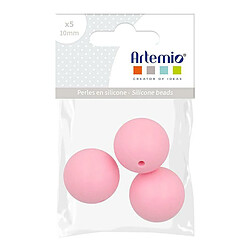 Artemio 3 perles silicone rondes - 15 mm - rose