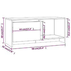 vidaXL Meuble TV Chêne fumé 90x35x40 cm Bois d'ingénierie pas cher