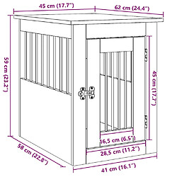 vidaXL Meuble de cage chien vieux bois 45x62x59 cm bois d'ingénierie pas cher