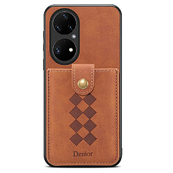 Coque en TPU + PU porte-carte détachable, hybride marron pour votre Huawei P50