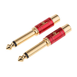 Acheter plaqué or 6.5mm mâle à rca adaptateur vidéo audio femelle rouge