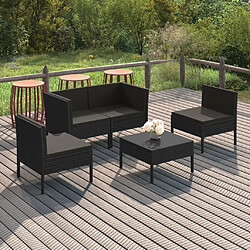 Maison Chic Salon de jardin 5 pcs + coussins - Mobilier/Meubles de jardin - Table et chaises d'extérieur Résine tressée Noir -MN70133