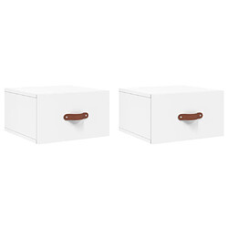 Maison Chic Lot de 2 Tables de Chevet murales - Tables de Nuit blanc 35x35x20 cm