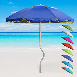 Parasol de plage aluminium léger visser protection uv GiraFacile 220 cm Eolo, Couleur: Bleu