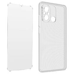 Avizar Coque pour Xiaomi Redmi 12C Silicone Gel et Verre Trempé 9H Transparent